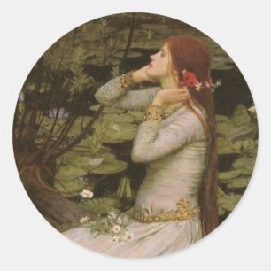 Sticker Rond Ophelia au bord de l'étang par John William Waterh