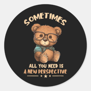 Sticker Rond Opticien Ours Nouvelle Perspective Médecin Ophtalm
