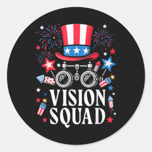 Sticker Rond Optométrie Opticienne 4 juillet Vision Squad
