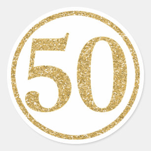 Sticker Rond Or brillant Numéro 50 Anniversaire