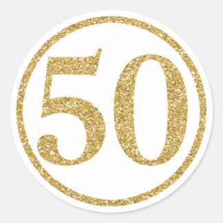 Sticker Rond Or brillant Numéro 50 Anniversaire