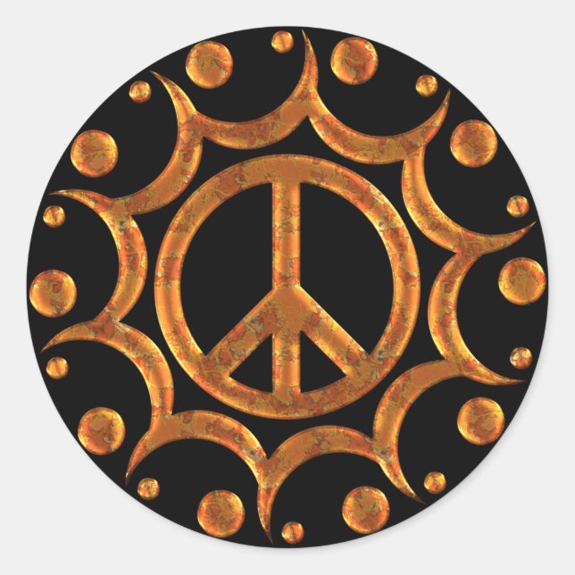 STICKER ROND OR & CUIVRE PAIX SIGNER SOLEIL (Devant)