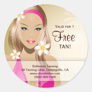 Sticker Rond Or de femme de bikini de rose d'autocollant de