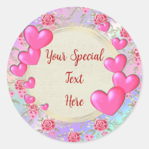 Sticker Rond Or élégant, cadre de coeur rouge : pour chaque occ