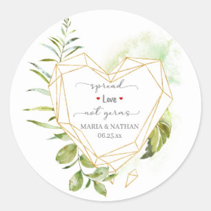 Sticker Rond Or Géométrique Coeur Étalé Amour Pas Germes