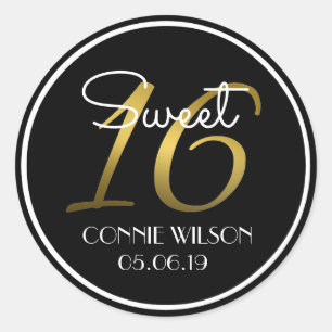 Sticker Rond Or Gradient 16 Douceur personnalisée 16 Anniversai
