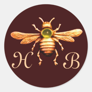 STICKER ROND OR HONEY BEE / BEEKEEPER BEEKEEPER MONOGRAM