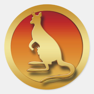 STICKER ROND OR KANGAROO