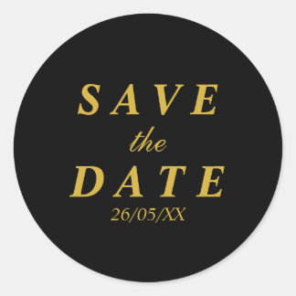 Sticker Rond Or & noir enregistrer la date