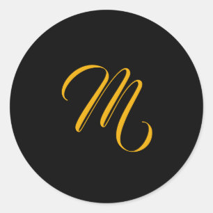 Sticker Rond Or noir initial de monogramme