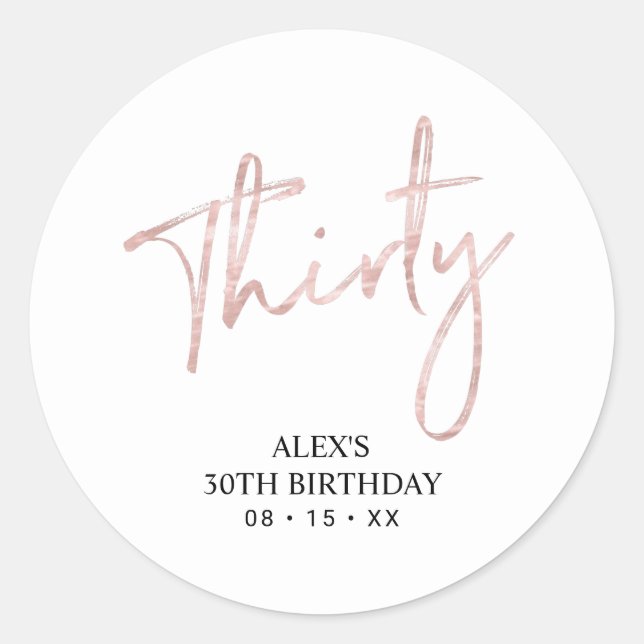 Sticker Rond or rose Lettres Trente 30 Anniversaire Privilège (Devant)