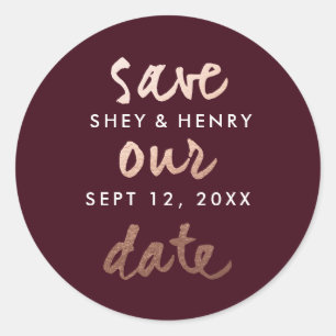 Sticker Rond Or Rose moderne Enregistrer la date