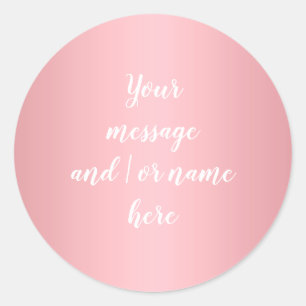 Sticker Rond Or Rose Moderne Personnalisé en Script