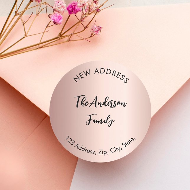 Sticker Rond or rose nous avons déplacé une nouvelle adresse (Créateur téléchargé)