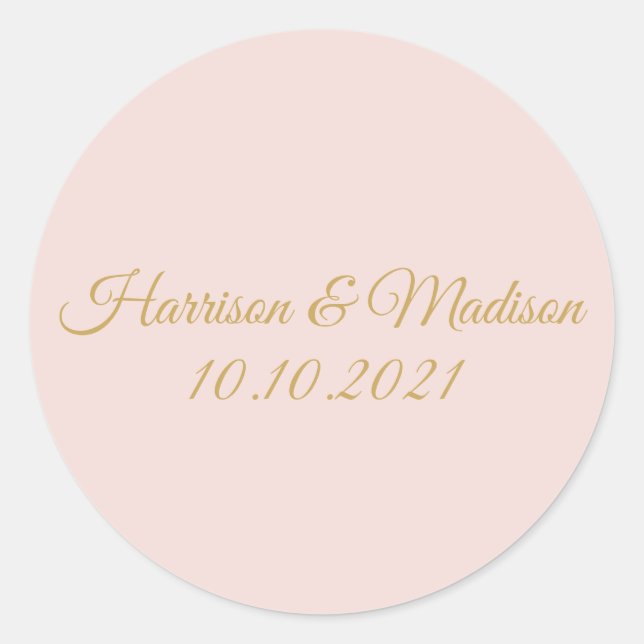 Sticker Rond Or rose vif Monogramme mariage personnalisé faveur (Devant)