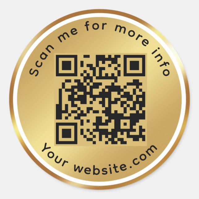 Sticker Rond Or || Scannez-moi pour plus d'infos (Devant)