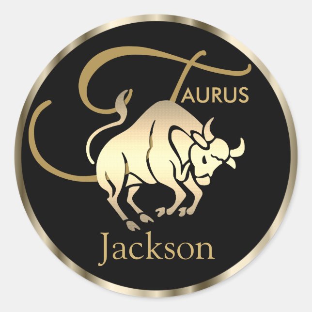 Sticker Rond Or - Taurus ♉ le Taureau - Panneau Zodiaque (Devant)