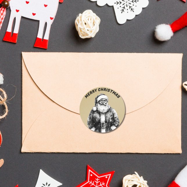 Sticker Rond Or vintage du Père Noël (Créateur téléchargé)