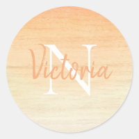 Orange Aquarelle Monogramme Nom Script