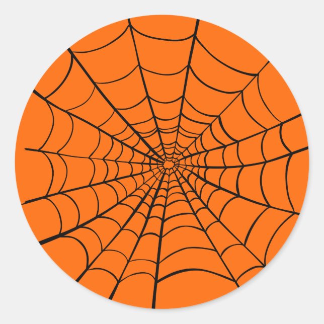 Sticker Rond Orange Black Éffrayant Halloween Spider Web (Devant)