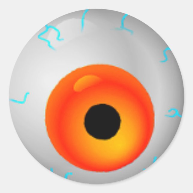 Sticker Rond Orange Blooshot Zombie Eyeball Halloween (Devant)