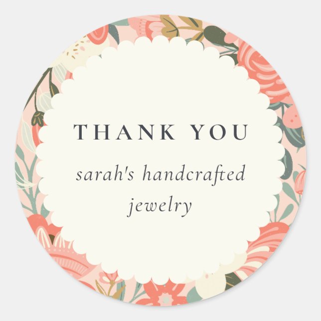 Sticker Rond Orange Blush Ambrosia Floral Merci Business (Devant)
