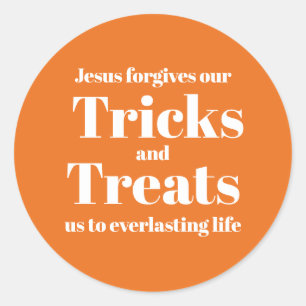 Sticker Rond Orange Christian Evangile Halloween Trick ou Treat