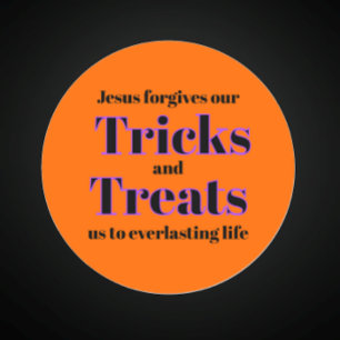 Sticker Rond Orange Christian Evangile Halloween Trick ou Treat