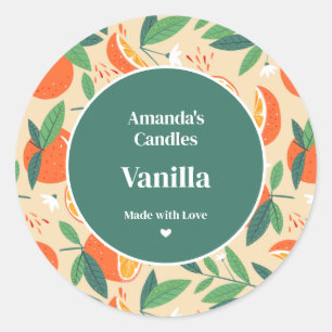 Sticker Rond Orange Citrus Fruit Rétro Motif Craft