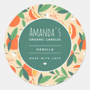 Sticker Rond Orange Citrus Fruit Rétro Motif Craft