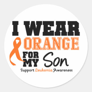 Sticker Rond Orange d'usage de la leucémie I pour mon fils