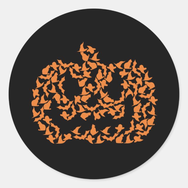 Sticker Rond Orange Éffrayant Halloween Citrouille Jack-o'-lant (Devant)