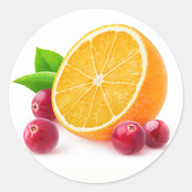 Sticker Rond Orange et canneberges (Devant)