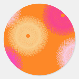 Sticker Rond orange et rose pop couleur