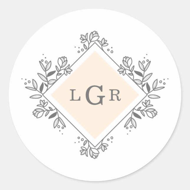 Sticker Rond Orange floral simple tiré (Devant)