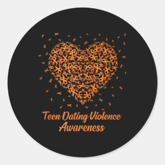 Sticker Rond Orange Heart Ribbon Ado Dating Violence Awareness