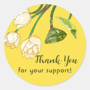 Sticker Rond Orange Jaune Lotus Fleurs Merci Cla