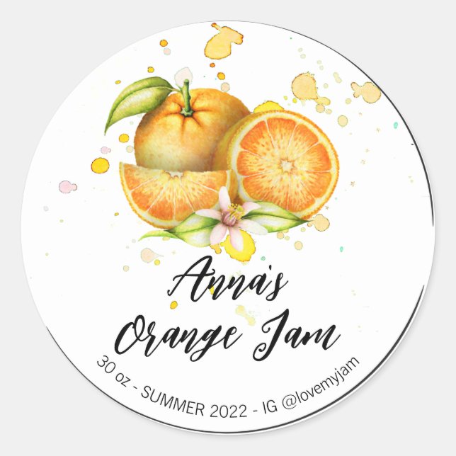 Sticker Rond *~* Orange Jelly Jam Preserve AP30 (Devant)