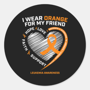 Sticker Rond Orange Leukemia Sensibilisation Ami Cadeaux Hommes