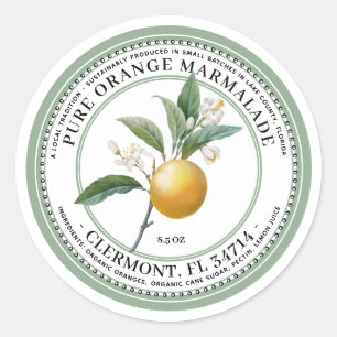 Sticker Rond Orange Marmalade Vintage Illustration 1930 Vert