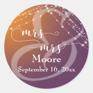 Sticker Rond Orange Plum Ombre & Lumineuses Chaînes Mme & Mme