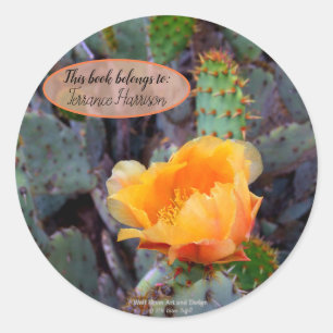 Sticker Rond Orange poire opuntia cactus photo fleur