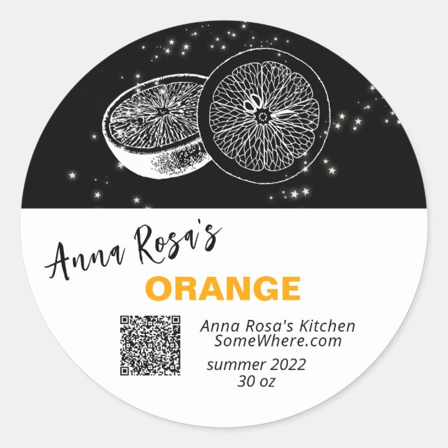STICKER ROND ** ORANGE QR AP30. DÉSHYDRATE CANNING FREEZE (Devant)