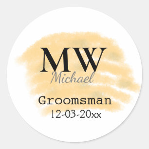 Sticker Rond Orange sauge vert groom ajouter nom lettre date b