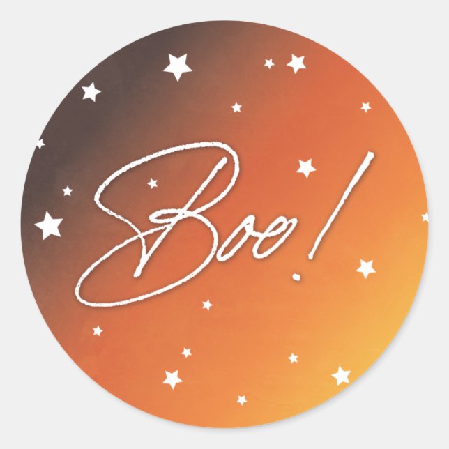 Sticker Rond Orange Sunset Scattered Stars Boo ! Halloween (Devant)