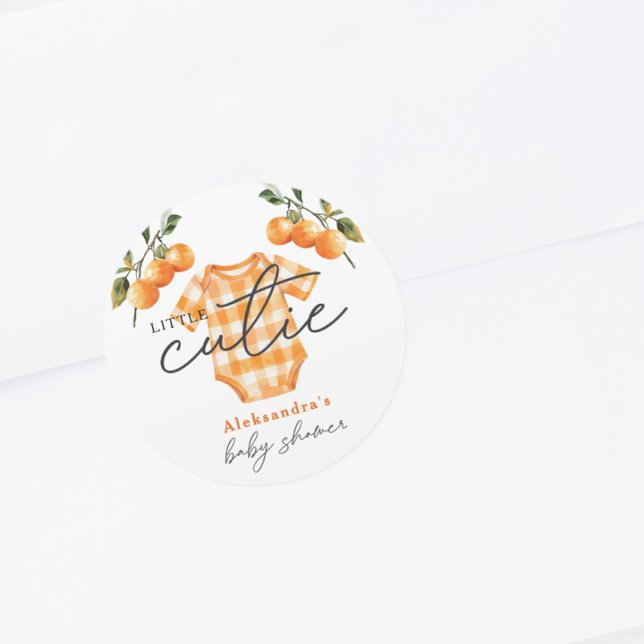 Sticker Rond Oranges d'été mignonne Baby shower de tenue de cai (Créateur téléchargé)