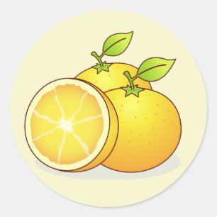 Sticker Rond Oranges, fruits mignons