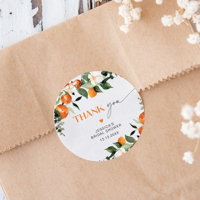 Sticker Rond Oranges thème oranges feuillage remerciement de ma (Créateur téléchargé)