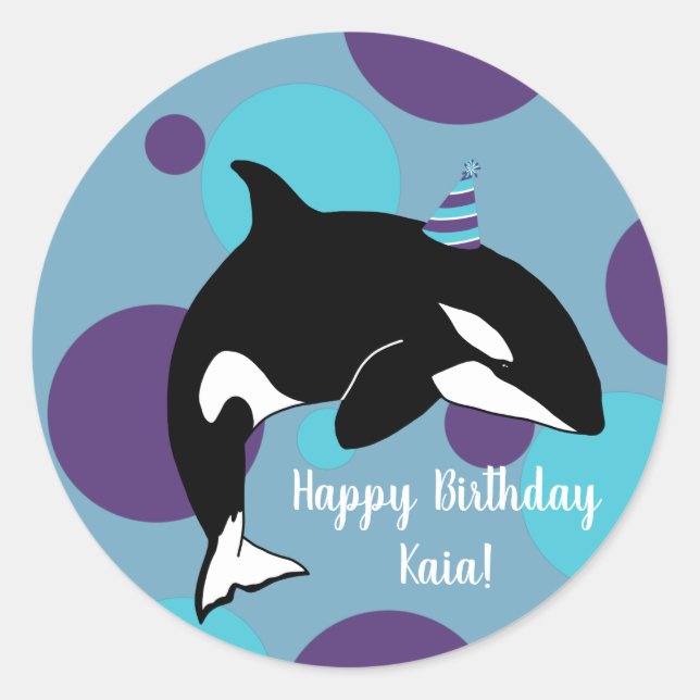 Sticker Rond Orca Killer Whale Anniversaire (Devant)
