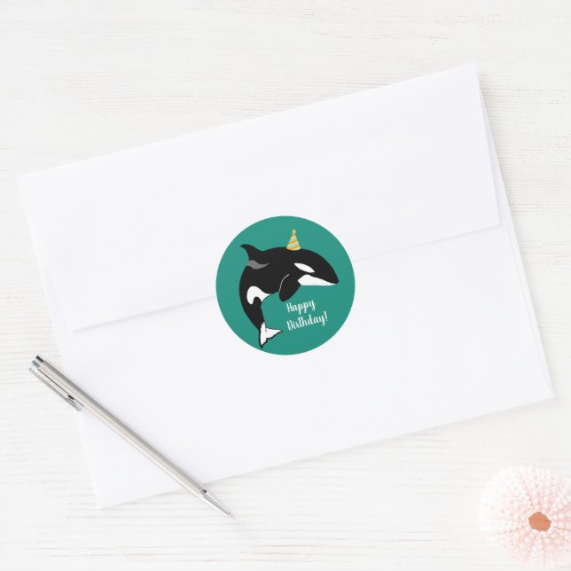 Sticker Rond Orca Killer Whale Anniversaire Fournitures (Enveloppe)